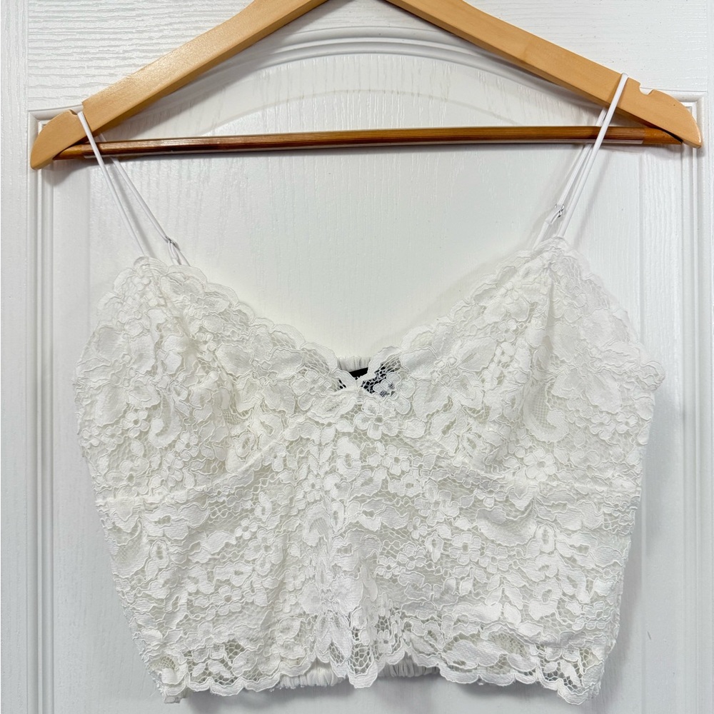 White Lace Crop Top